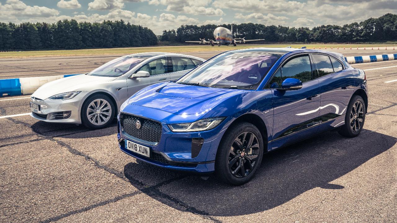 Top Gear Drag Races Tesla Model S 75d Vs Jaguar I Pace