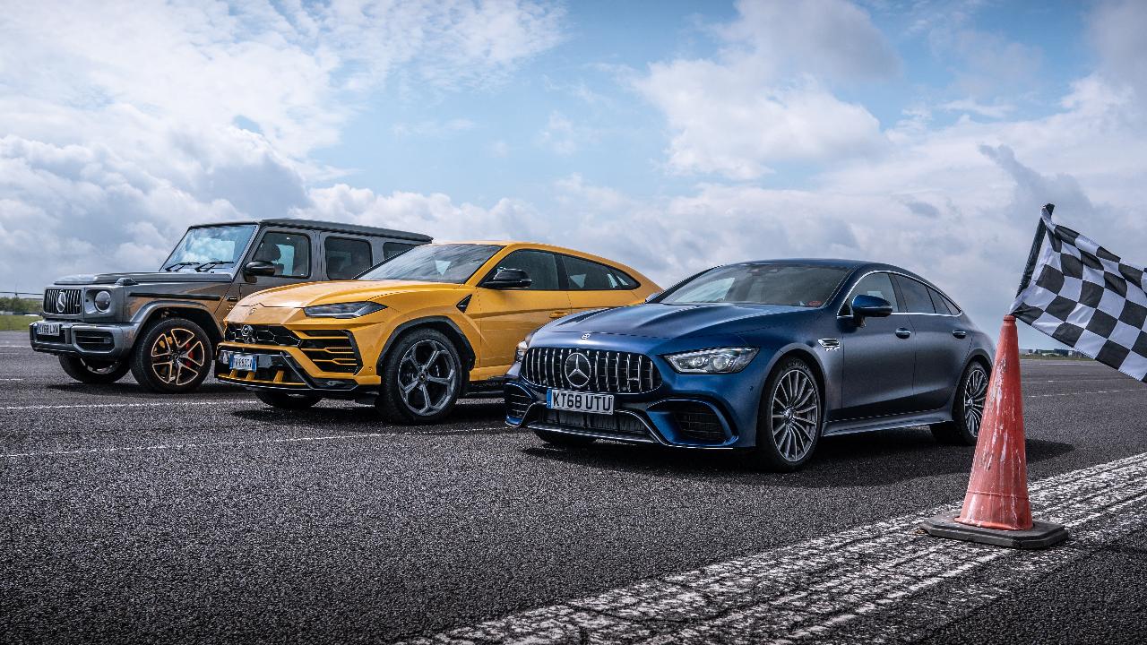 Tg Drag Races Lambo Urus Vs Merc G63 Vs Amg Gt 4dr Top Gear