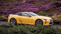 Lexus LC500 coupe yellow side profile