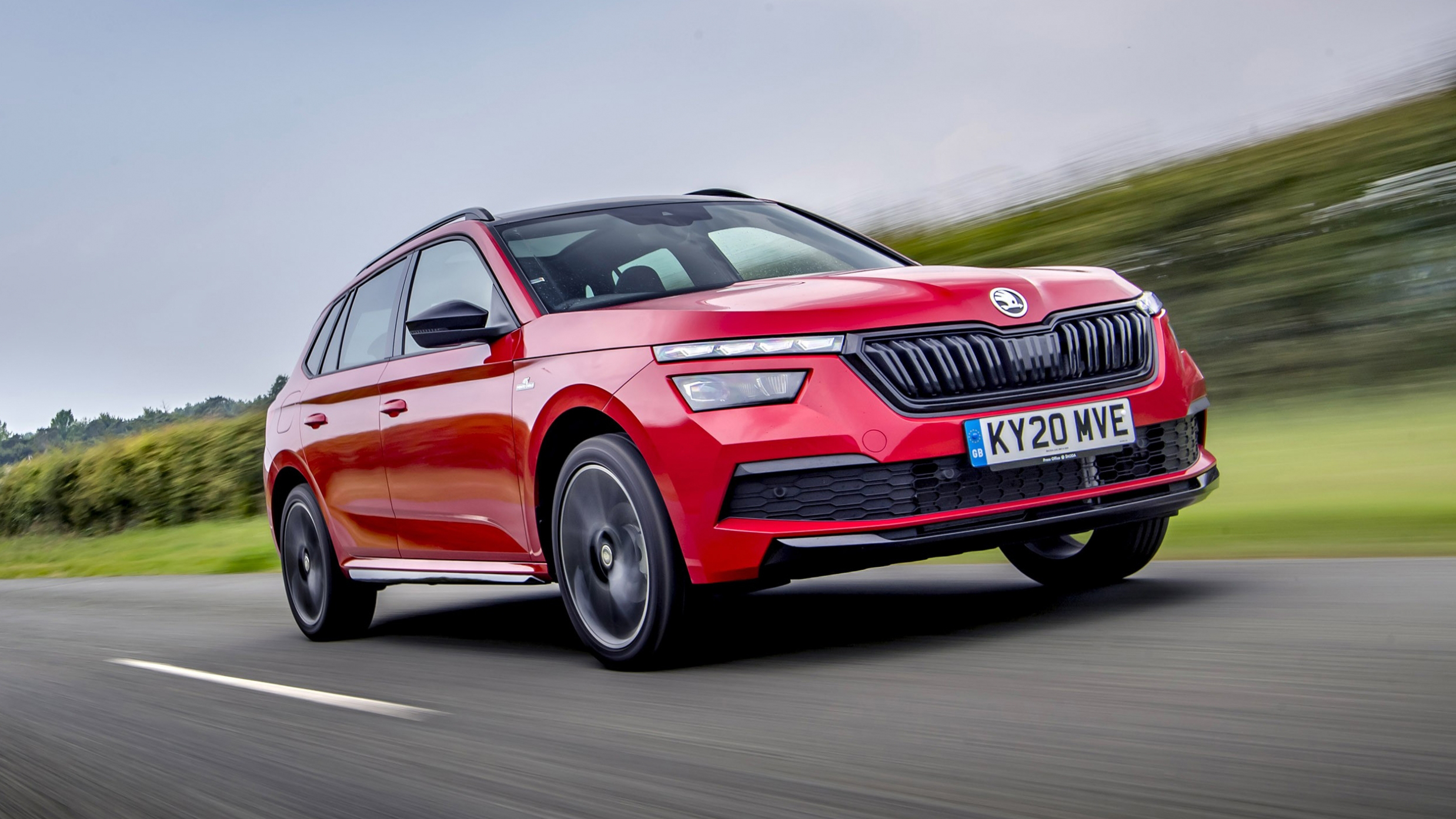 Skoda Kamiq Monte Carlo red front view
