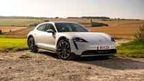 Porsche Taycan 4S Cross Turismo front three quarters parked