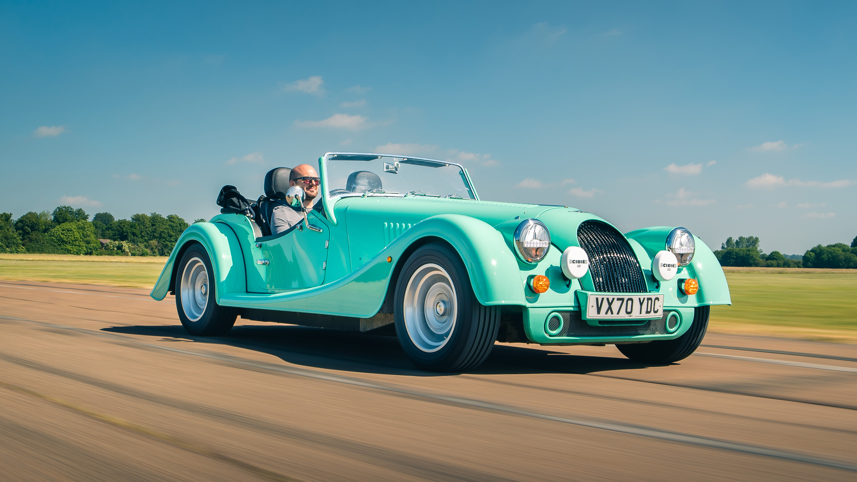 Top Gear Morgan Plus Four Mint Green on track