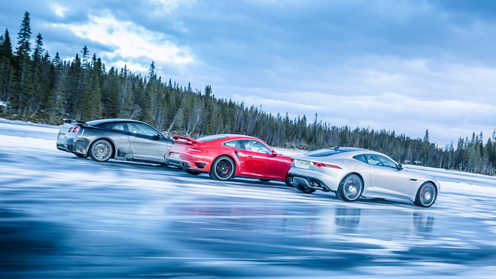 Photo of the day: GT-R vs 911 Turbo vs F-Type on ice | Top Gear