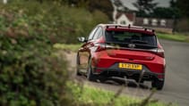 Hyundai i20N red cornering