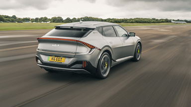 Kia EV6 GT dynamic rear three quarters