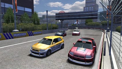 race cars driving road online platform video game level concept