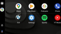 Close up of Android Auto icons on central display on BMW