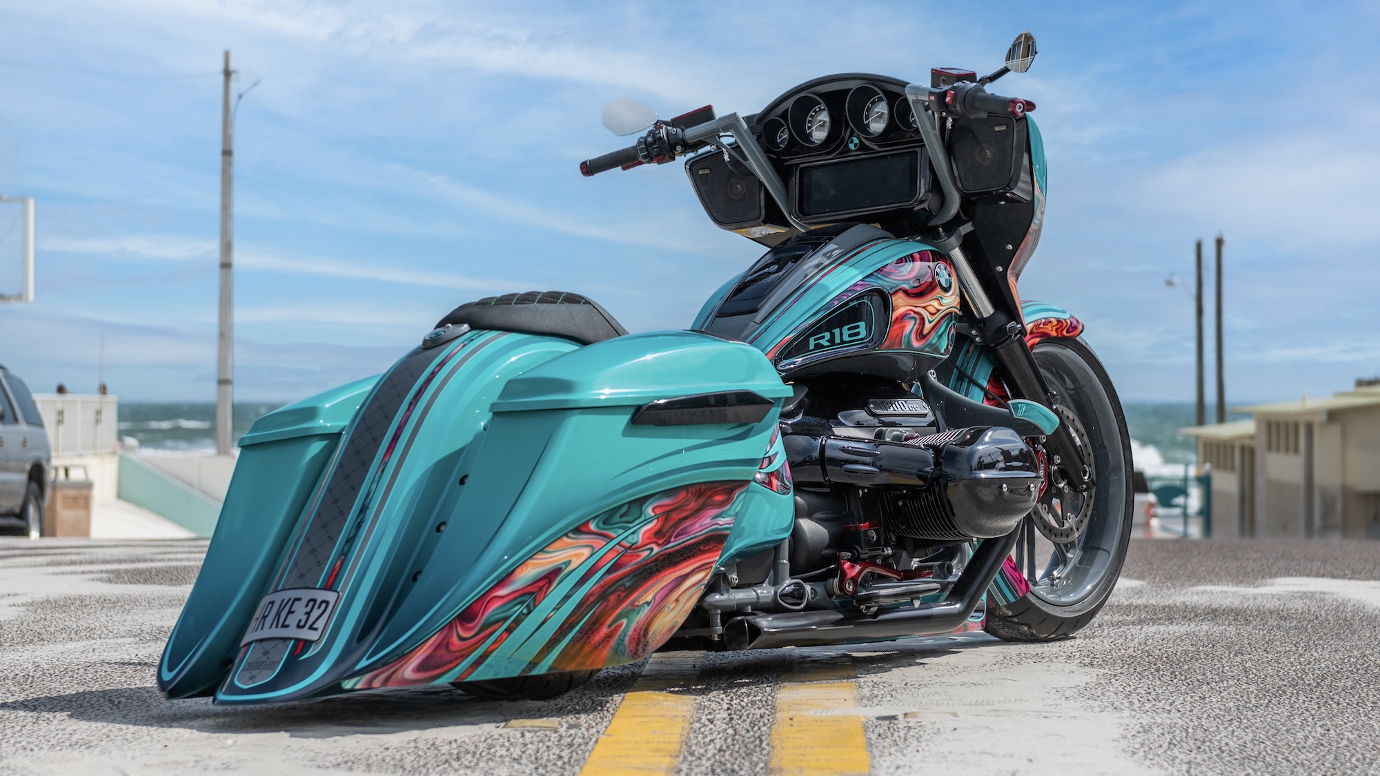 This wild custom BMW R18 B Heavy Duty bike has air suspension