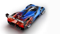 Digital render of new Alpine Le Mans Hypercar in tricolore colours - high angle