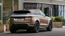 Dynamic shot of Range Rover Evoque facelift 2023 - from rear