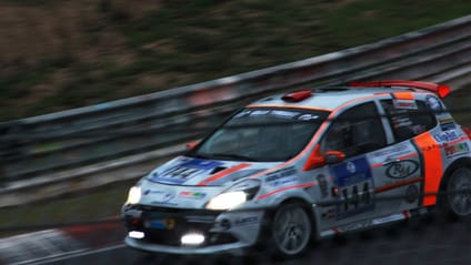 Race car with headlights and fogllights on