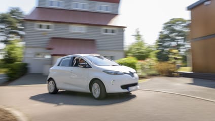 An electric vehicle being driven