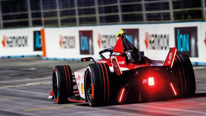 Formula E car on a racetrack 