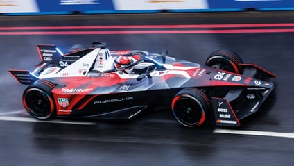 Formula E car on a racetrack 