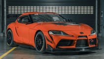Static garage shot of Toyota GR Supra GT4 100 Edition, front