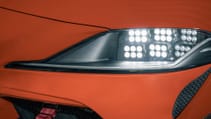 Close up of Toyota GR Supra GT4 100 Edition, headlights