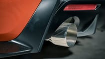 Close up shot of Toyota GR Supra GT4 100 Edition, exhaust