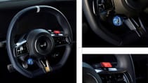 Close up of Alpine A290 steering wheel controls