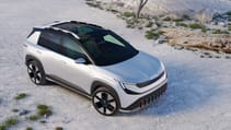 Static shot of Skoda Epiq from high-angled