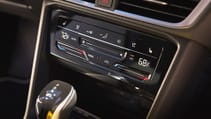 Interior close up shot of climate controls in VW Taos