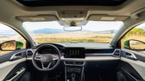 Interior shot of full dash looking out of windscreen in VW Taos