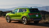 Static rear three-quarter profile shot of the VW Taos
