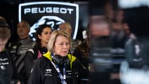 Peugeot CEO Linda Jackson in the pits at Le Mans for the Peugeot garage tour