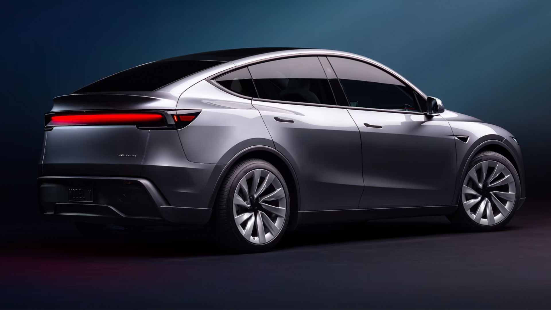 Static rear shot of the 2025 Tesla Model Y Juniper