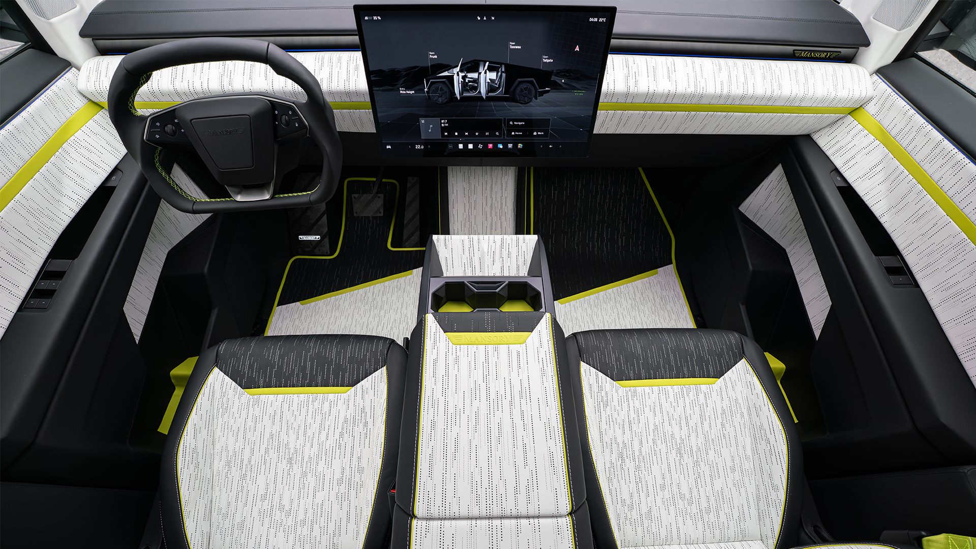 interior shot of Mansory Elongation, front seats