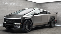 Static studio shot of Mansory Elongation, customised Tesla Cybertruck