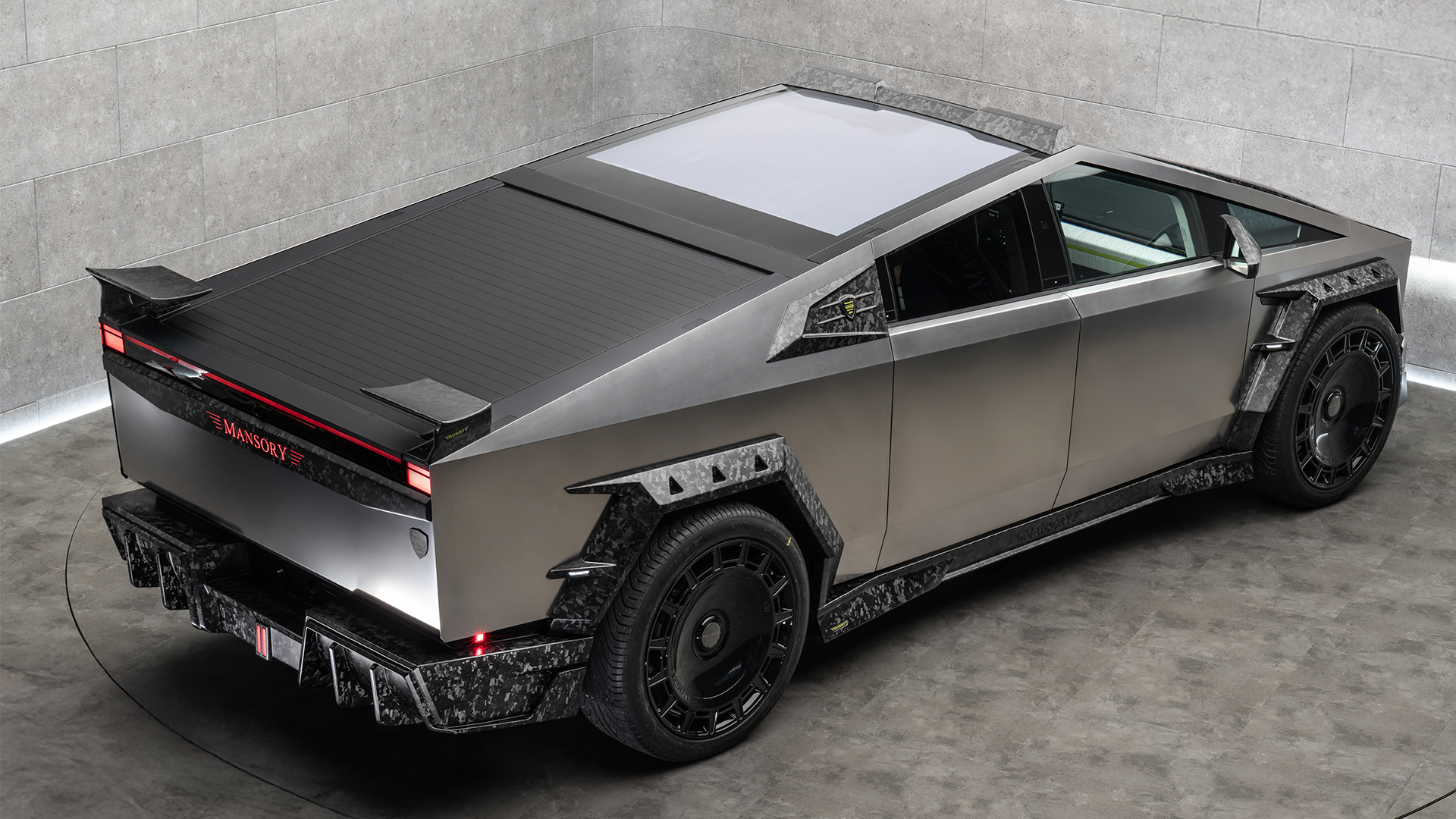 High angled studio shot of Mansory Elongation from rear