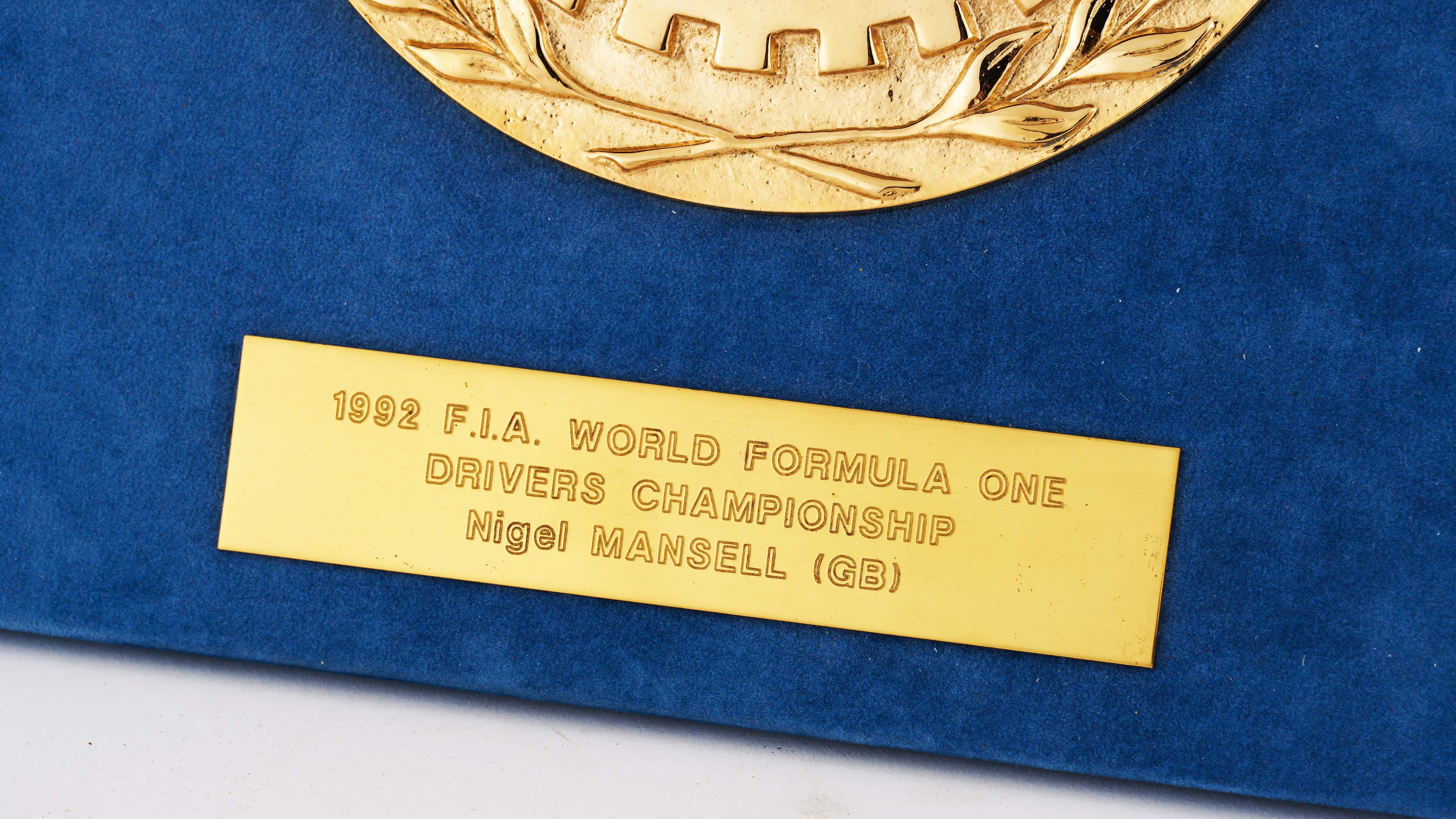 Nigel Mansell's 1992 FIA World Formula 1 Drivers' Championship Trophy
