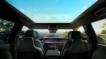 Interior shot looking up through pano sunroof in Cadillac Escalade IQL