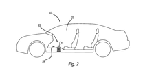 Simple line drawing of a car in profile showing seats and gear stick