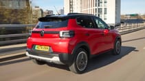 Citroen e-C3 exterior rear three quarter dynamic 