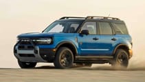 Ford Bronco Sport exterior front three quarter dynamic desert