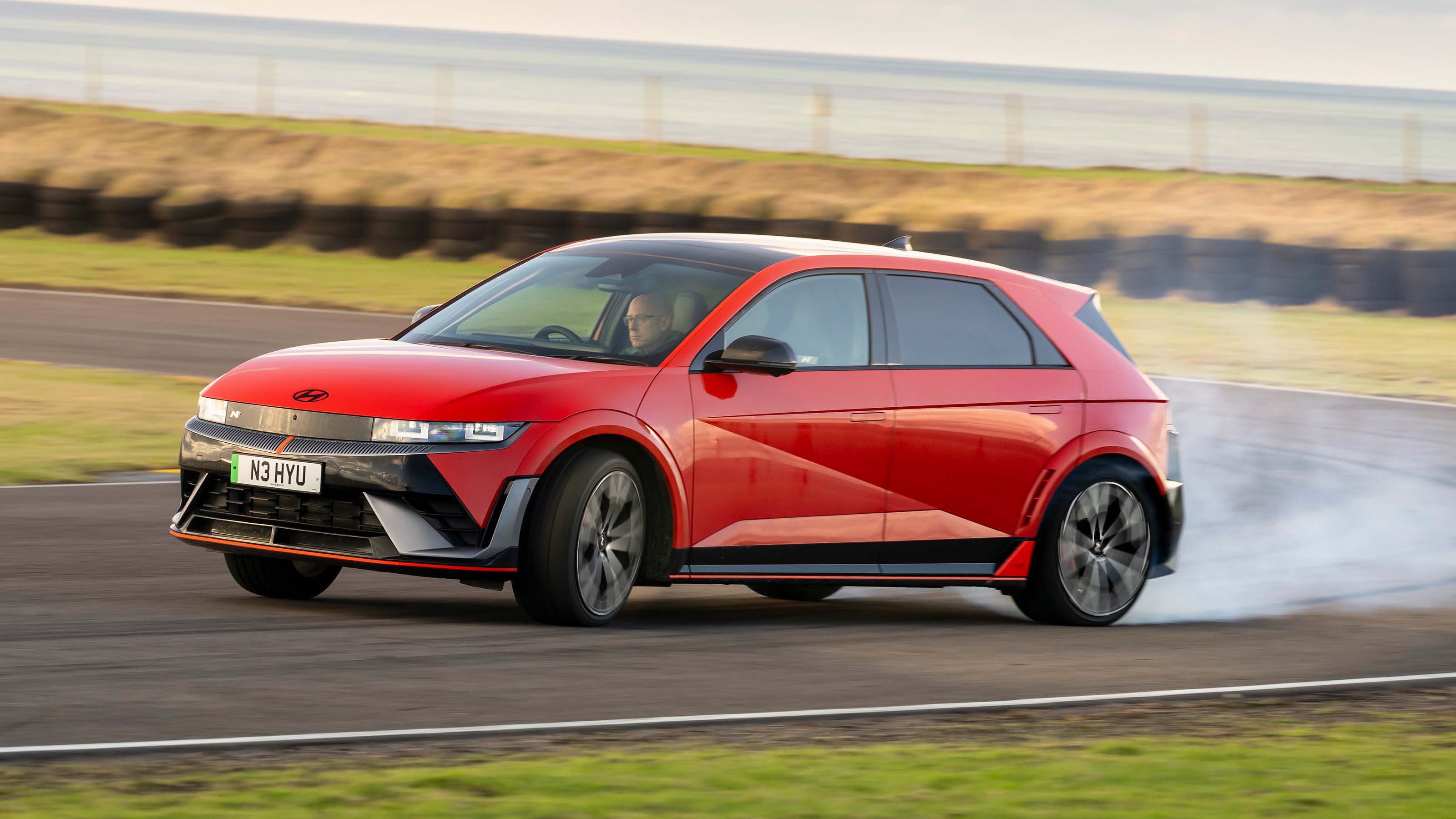 Hyundai Ioniq 5 N exterior front three quarter drifting