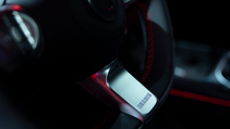Close up interior shot of Smart #5 Brabus, steering wheel
