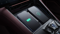 Close up shot of Denza Z9 GT, interior mobile charging pads