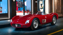 Static shot of 1956 Maserati 200S from front three quarter
