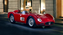 Static shot of 1956 Maserati 200S from front drivers side