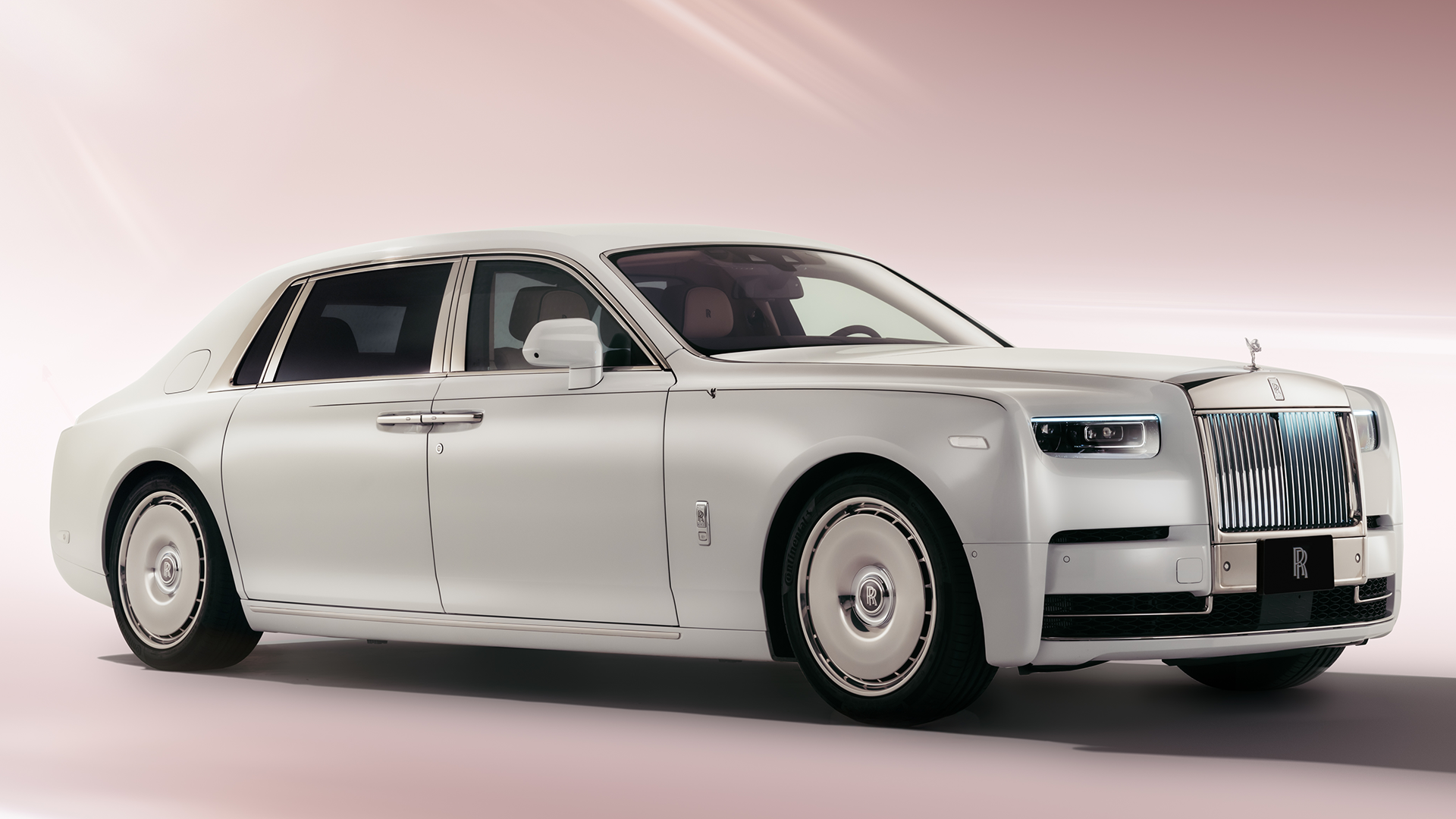 Static studio shot of Rolls-Royce Phantom Cherry Blossom