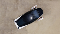Top down drone shot of Aptera solar car