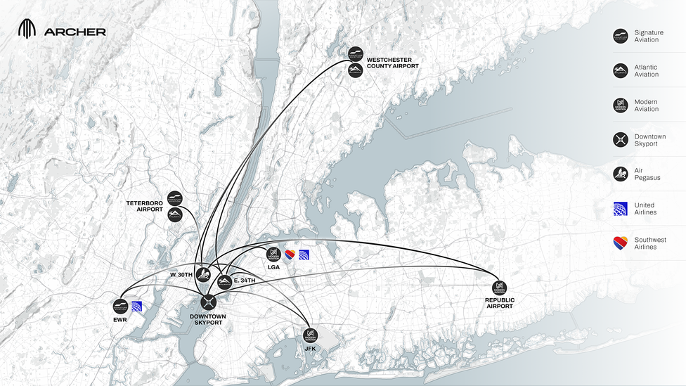Stellantis Map Stellantis-backed Archer Aviation has mapped out an air taxi network ...