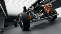 Hyundai next-gen hybrid engine integrated into a newly developed transmission on a rolling chassis