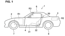 Patent illustration of Mazda 'Electric Vehicle' with batteries aligned in tunnel position