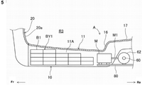 Side profile illustration of how Mazda would configure tunnel positioned battery unit in an MX-5-style EV