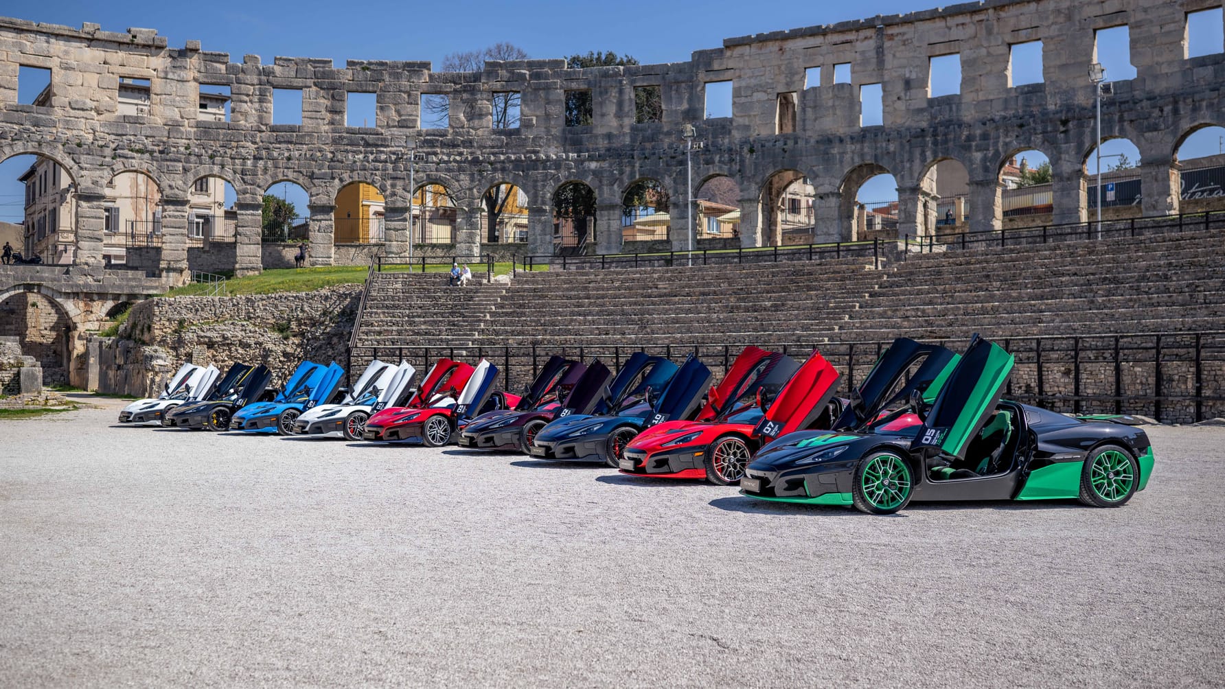 Here’s over 19,000bhp worth of Rimac lounging in a Roman amphitheatre ...