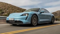 Driving shot of the Porsche Taycan 4S