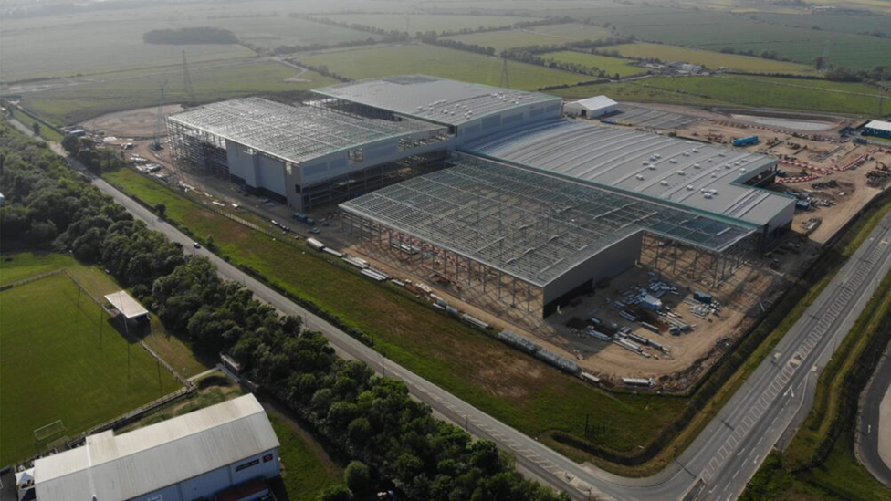 The planned AESC gigafactory in Sunderland from an aerial shot